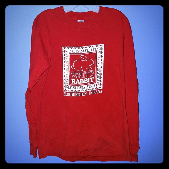 Shirts | Red Long Sleeved Unisex White Rabbit Tee Shirt | Poshmark